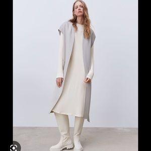 ZARA NWT LIMITED EDITION WOOL BLEND BELTED GRAY VEST COAT